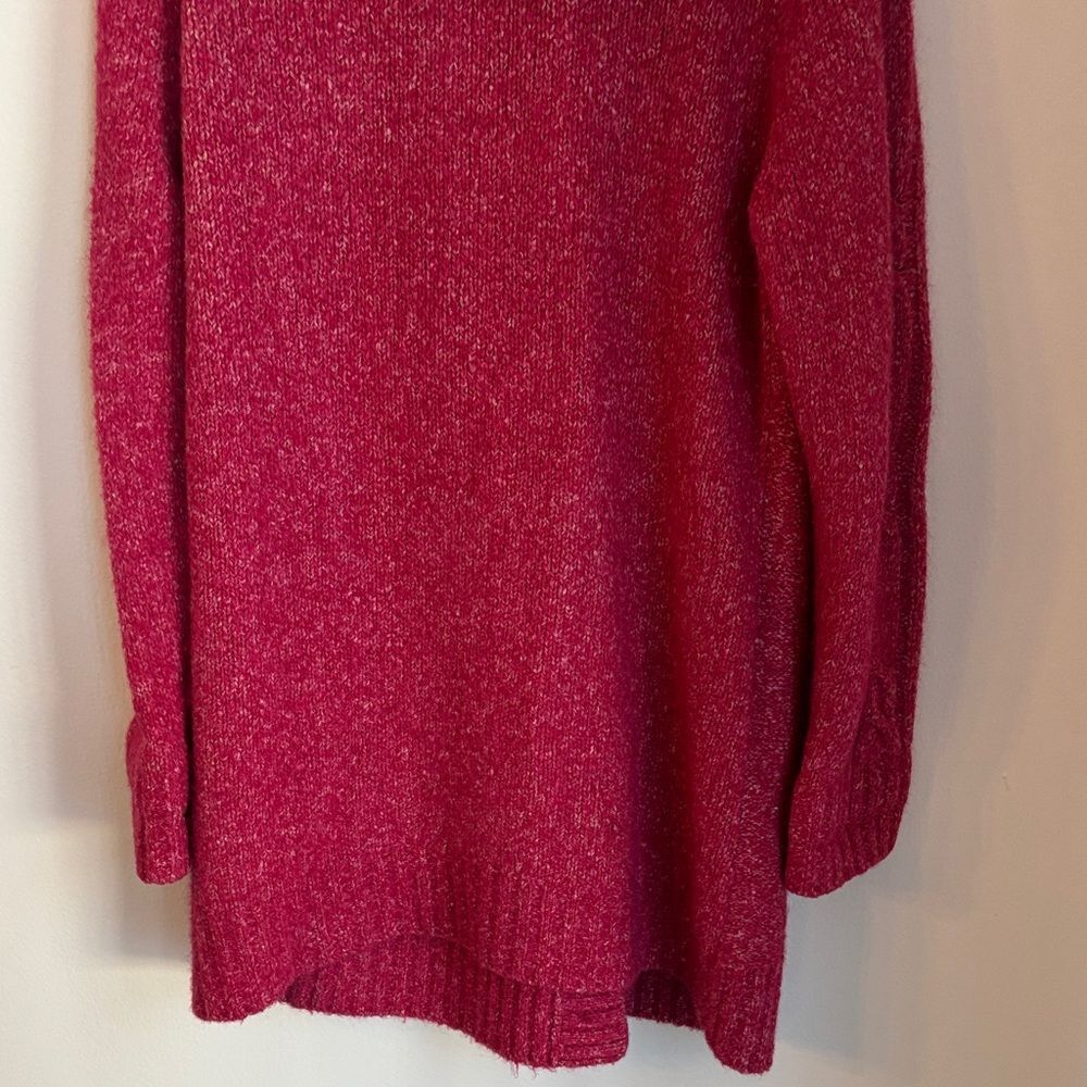 L.L. Bean women chunky cable knit hooded fisherman red long Cardigan sweater XL - Picture 8 of 9